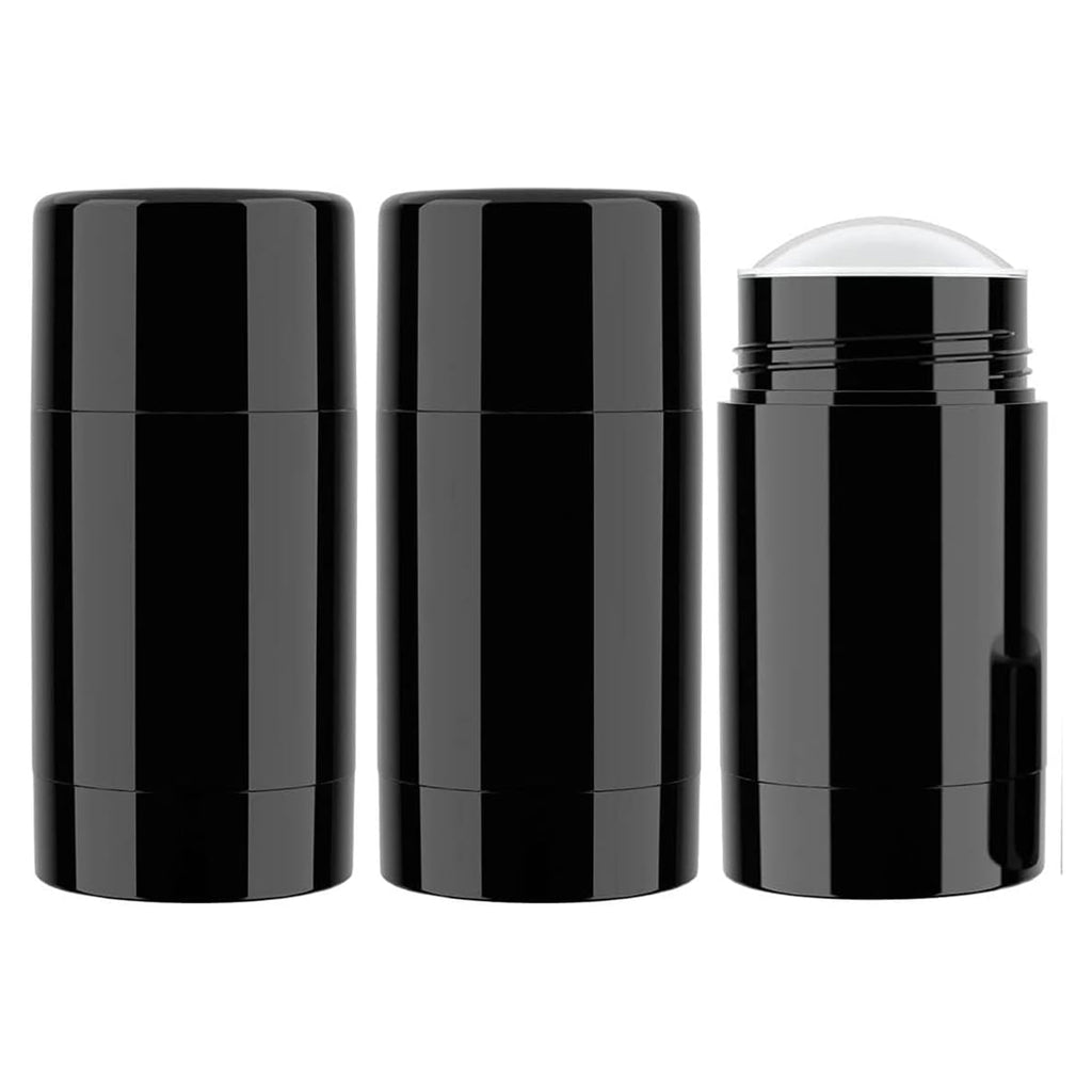 Tekson 2.5oz Empty Refillable Deodorant Containers, 3PCS Twist-UP Containers Tubes, Empty Balm Travel for Lotion Stick (Black)