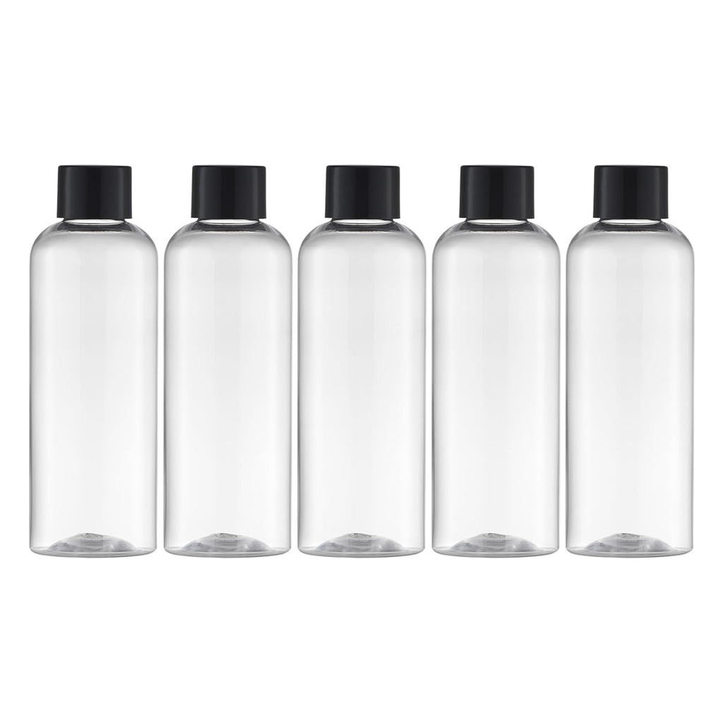 Tekson Plastic Travel Bottles 3.4 oz, Travel Size Containers for Shampoo, Empty Mouthwash Bottles with Black Screw Cap (100ml, Clear)