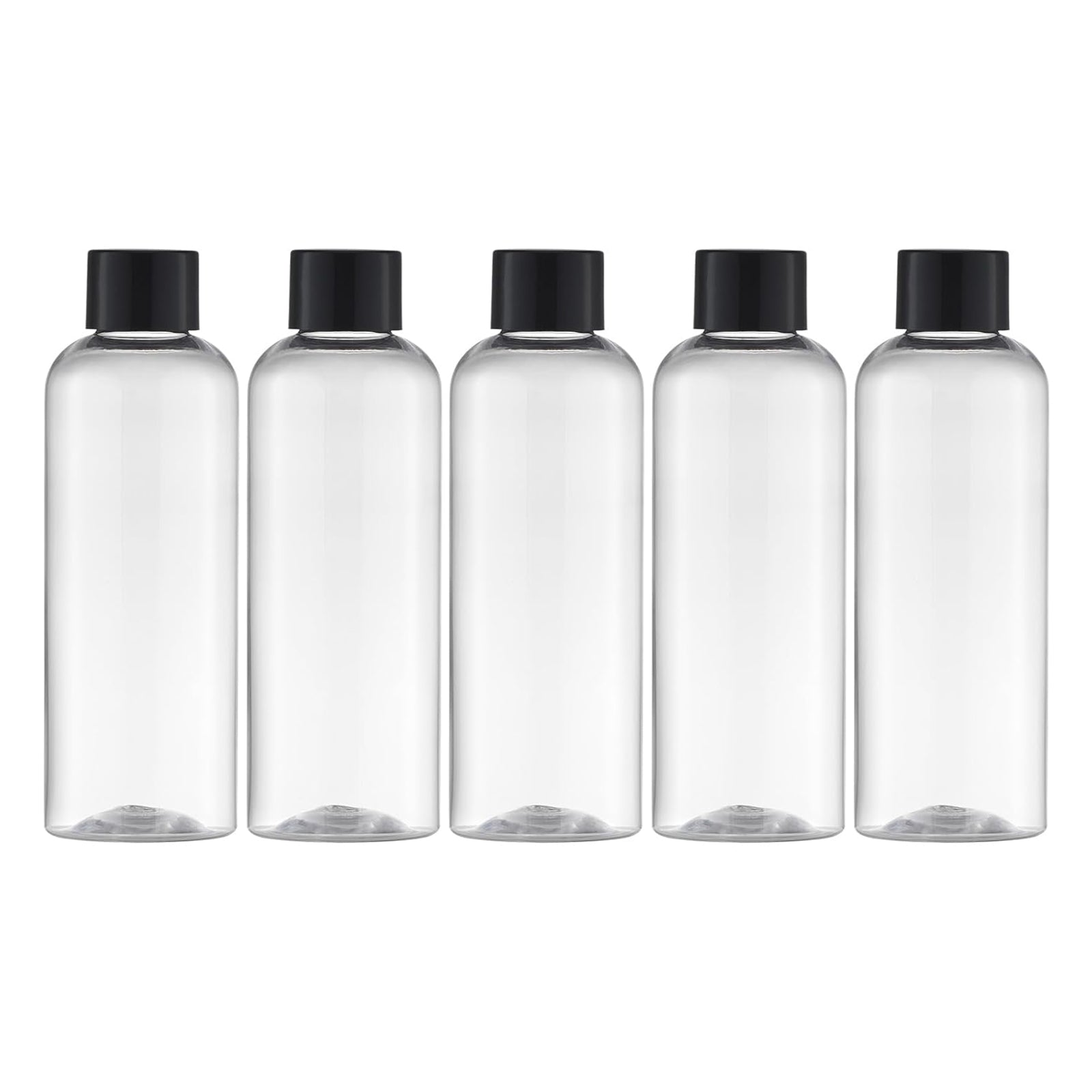 Tekson Plastic Travel Bottles 3.4 oz, Travel Size Containers for Shampoo, Empty Mouthwash Bottles with Black Screw Cap (100ml, Clear)