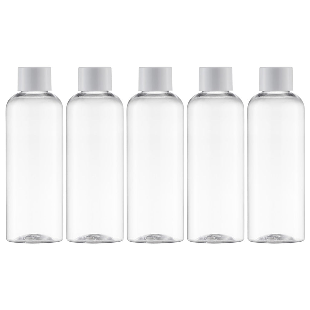 Tekson Plastic Travel Bottles 3.4 oz, Travel Size Containers for Shampoo, Empty Mouthwash Bottles with Black Screw Cap (100ml, Clear)