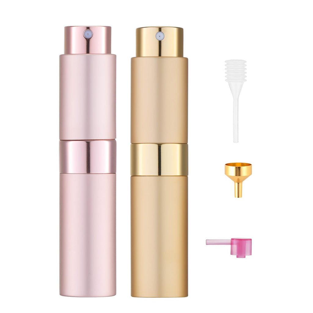 Tekson 8ml Travel Perfume Atomizer Refillable, Mini Cologne Spray Bottle Empty, Small Aftershave Portable Sprayer for Liquid Dispenser (Pink&Purple)