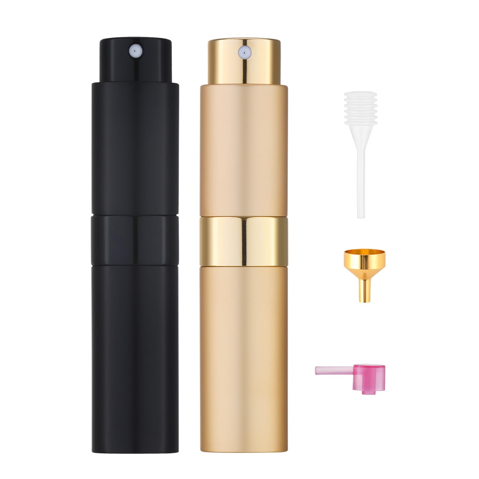 Tekson 8ml Travel Perfume Atomizer Refillable, Mini Cologne Spray Bottle Empty, Small Aftershave Portable Sprayer for Liquid Dispenser (Pink&Purple)