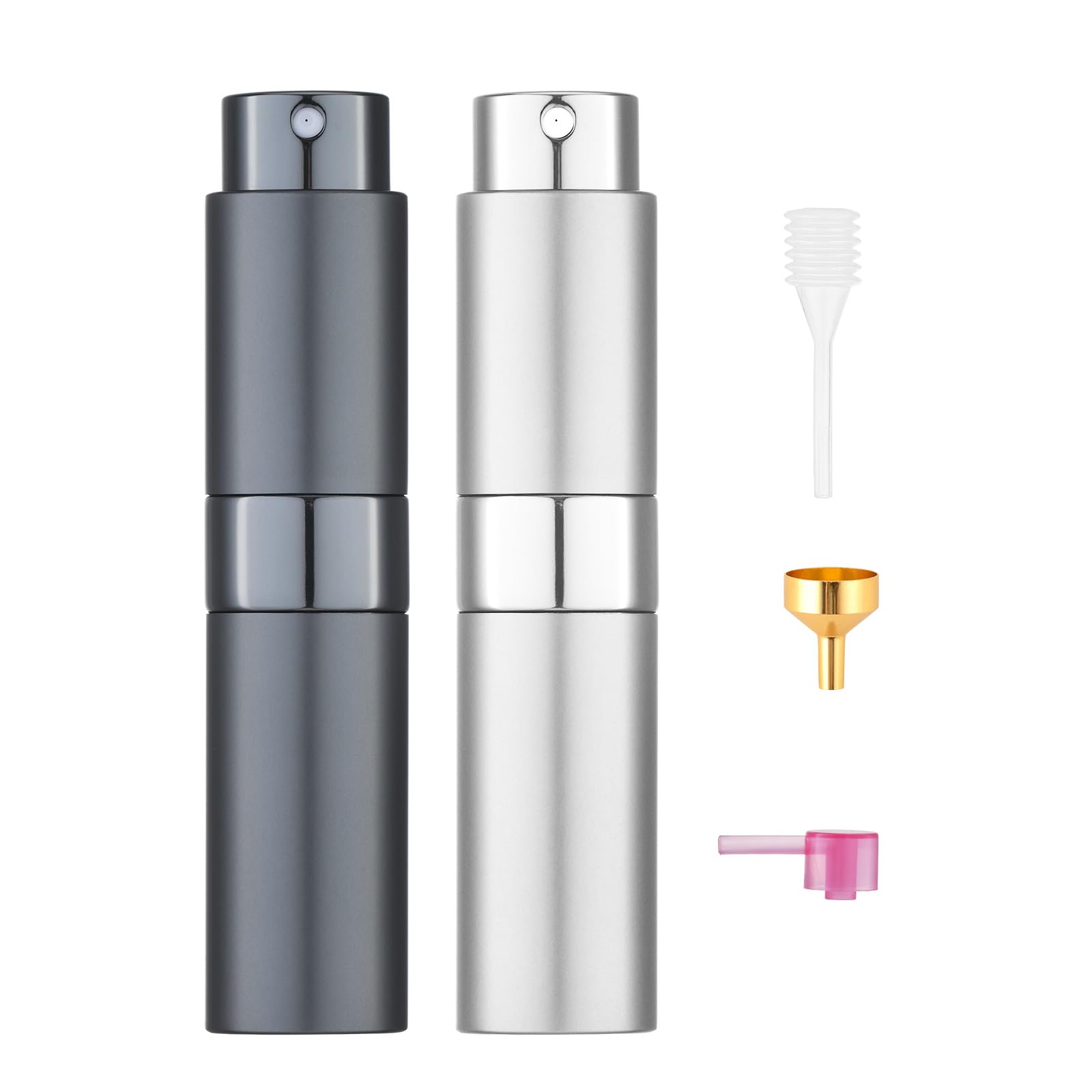 Tekson 8ml Travel Perfume Atomizer Refillable, Mini Cologne Spray Bottle Empty, Small Aftershave Portable Sprayer for Liquid Dispenser (Pink&Purple)