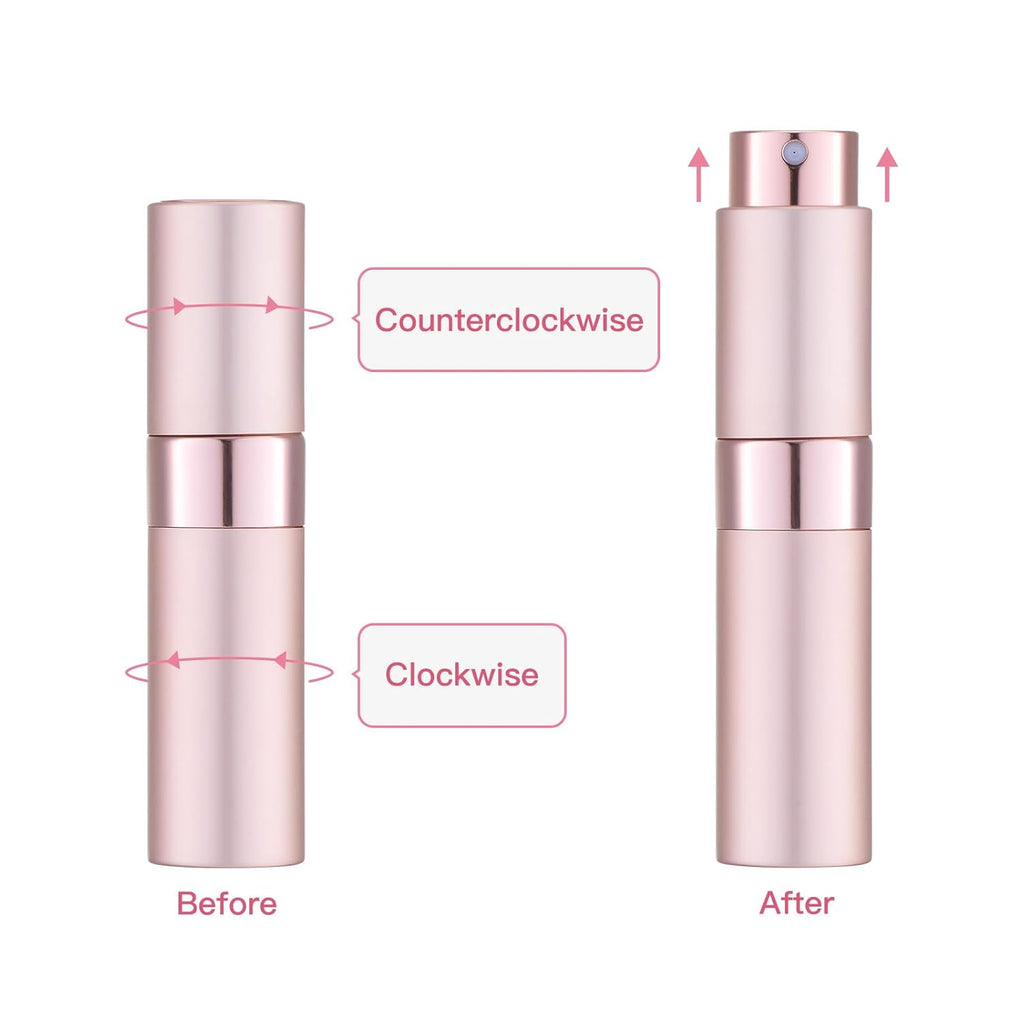 Tekson 8ml Travel Perfume Atomizer Refillable, Mini Cologne Spray Bottle Empty, Small Aftershave Portable Sprayer for Liquid Dispenser (Pink&Purple)