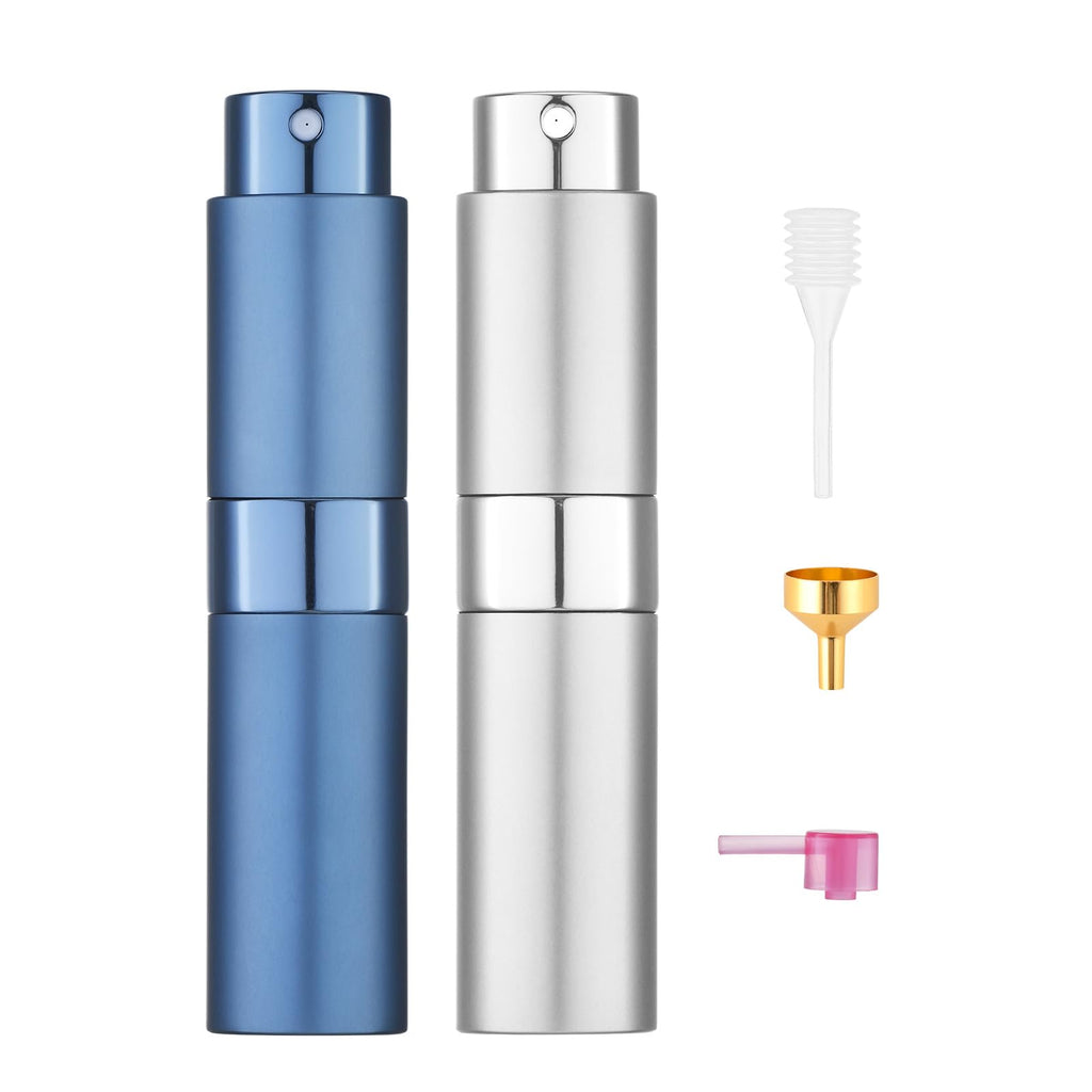 Tekson 8ml Travel Perfume Atomizer Refillable, Mini Cologne Spray Bottle Empty, Small Aftershave Portable Sprayer for Liquid Dispenser (Pink&Purple)