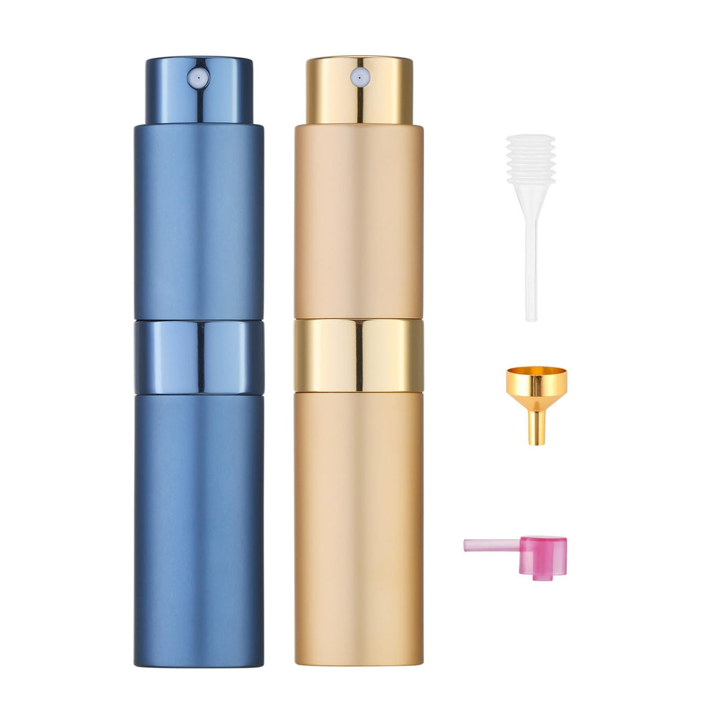 Tekson 8ml Travel Perfume Atomizer Refillable, Mini Cologne Spray Bottle Empty, Small Aftershave Portable Sprayer for Liquid Dispenser (Pink&Purple)