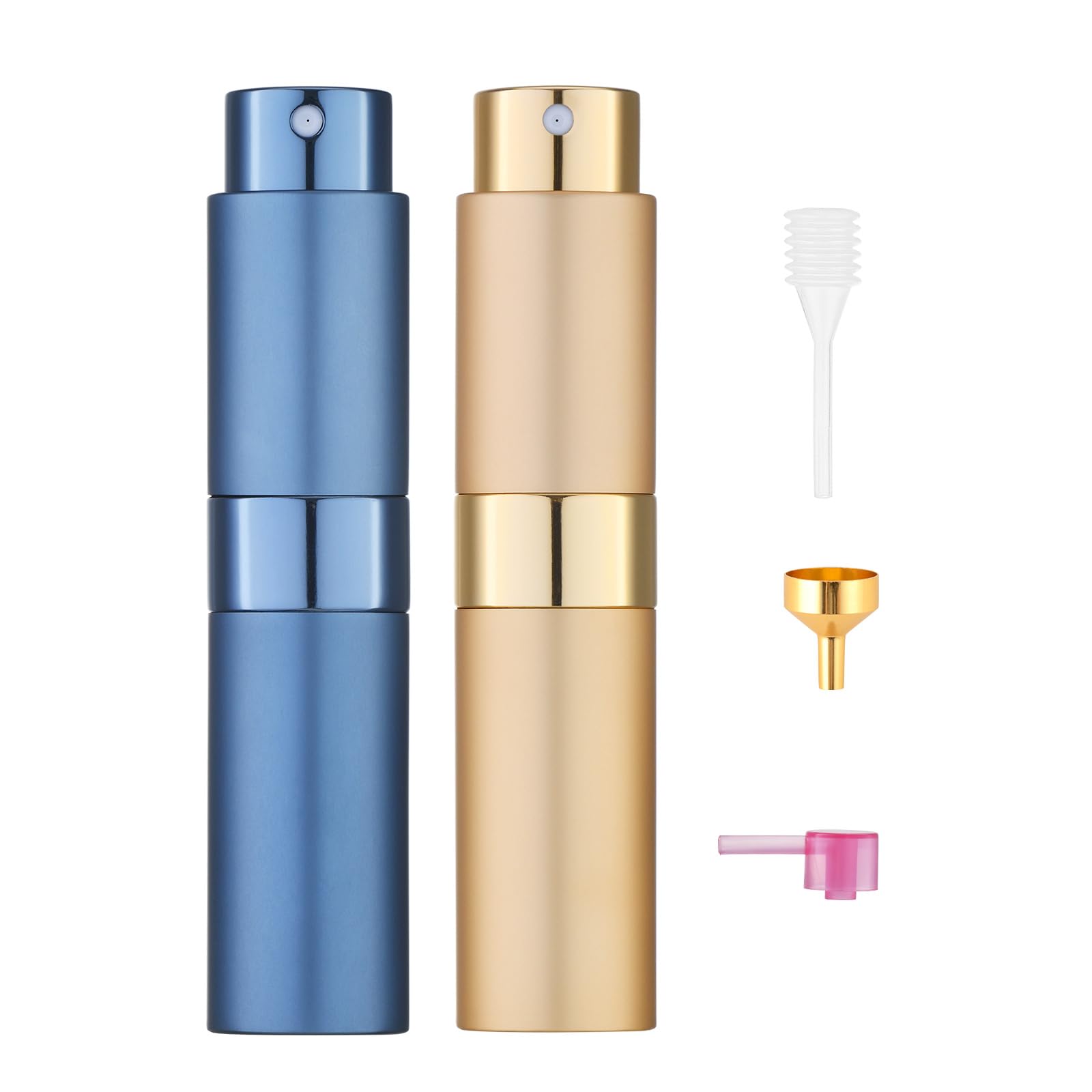Tekson 8ml Travel Perfume Atomizer Refillable, Mini Cologne Spray Bottle Empty, Small Aftershave Portable Sprayer for Liquid Dispenser (Pink&Purple)