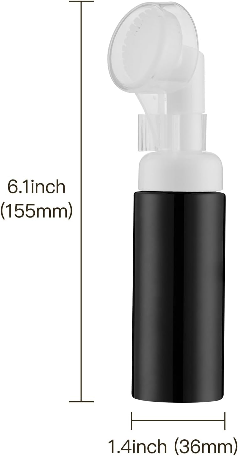 2 OZ Foam Bottle with Brush, Empty Detergent Bottle for Clean Paws with No-Rinse Scrubber Brush, Small Foaming Dispensers to Travel for Soap, Shampoo (3pcs, Black, No Cleaner)