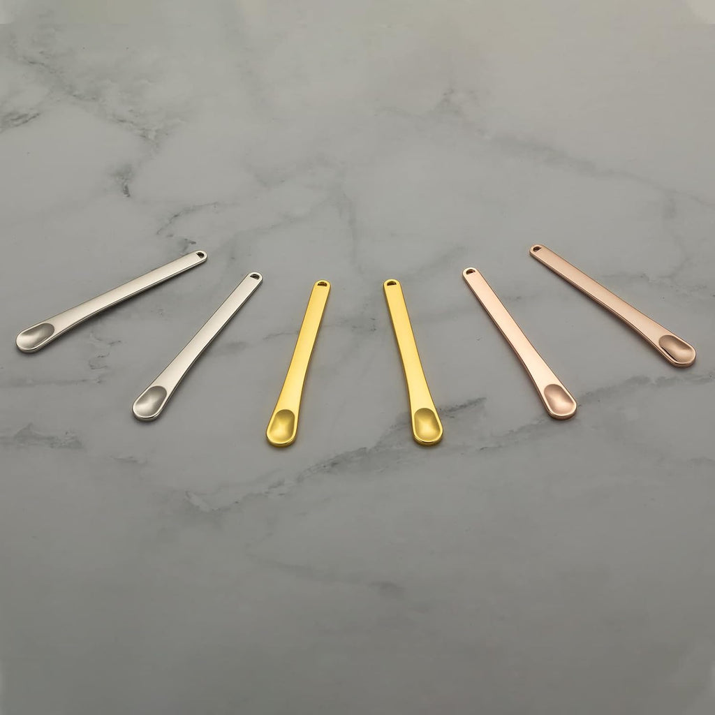Tekson Metal Cosmetic Skincare Spatula, Mini Mask facial Reusable Scoop, Makeup Beauty Spoons for Cream, Lotions, Moisturizers (Rose Gold, Gold, Silver) (long size)