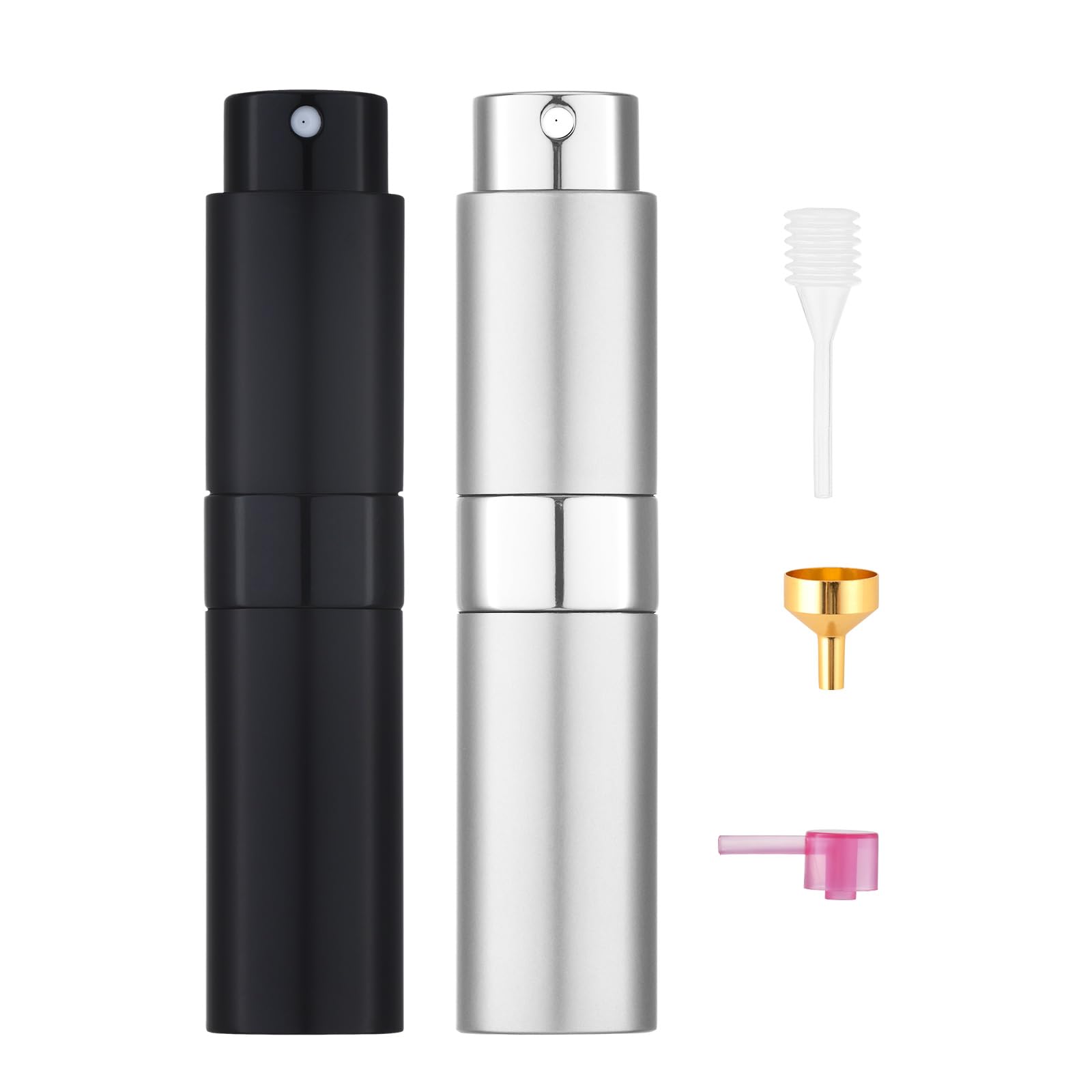 Tekson 8ml Travel Perfume Atomizer Refillable, Mini Cologne Spray Bottle Empty, Small Aftershave Portable Sprayer for Liquid Dispenser (Pink&Purple)