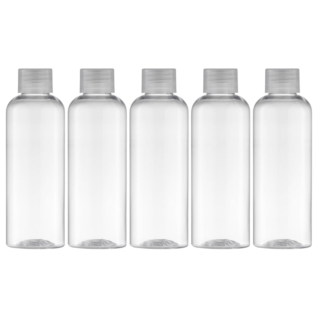 Tekson Plastic Travel Bottles 3.4 oz, Travel Size Containers for Shampoo, Empty Mouthwash Bottles with Black Screw Cap (100ml, Clear)