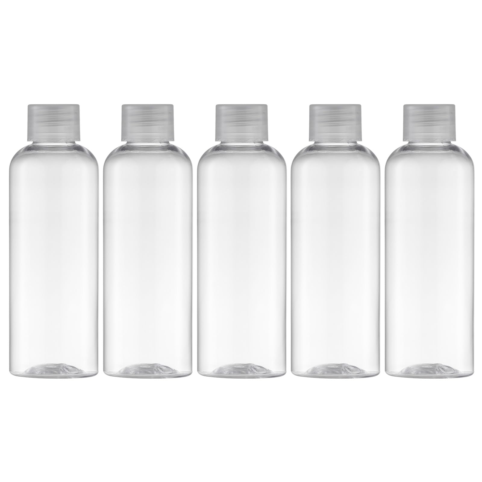 Tekson Plastic Travel Bottles 3.4 oz, Travel Size Containers for Shampoo, Empty Mouthwash Bottles with Black Screw Cap (100ml, Clear)