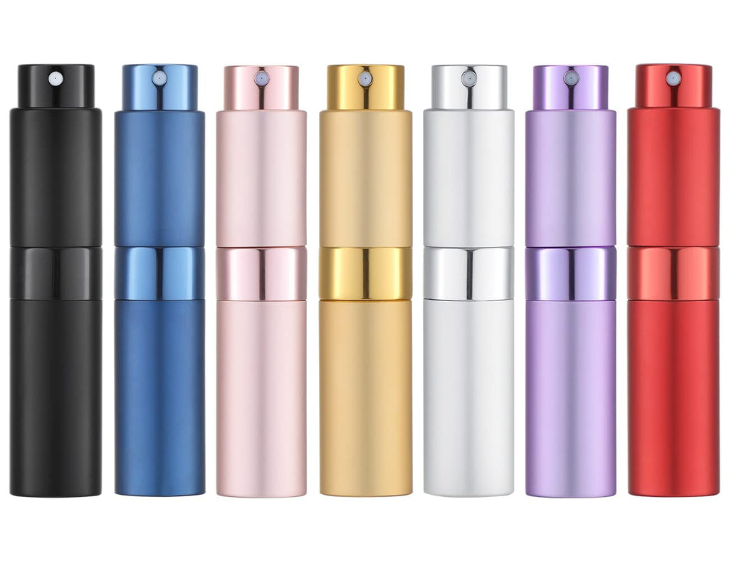 Tekson Travel Perfume Atomizer Refillable 8ml (5 PCS), Travel Cologne Sprayer Mini, Perfume Bottle Empty Small (5 Colors)