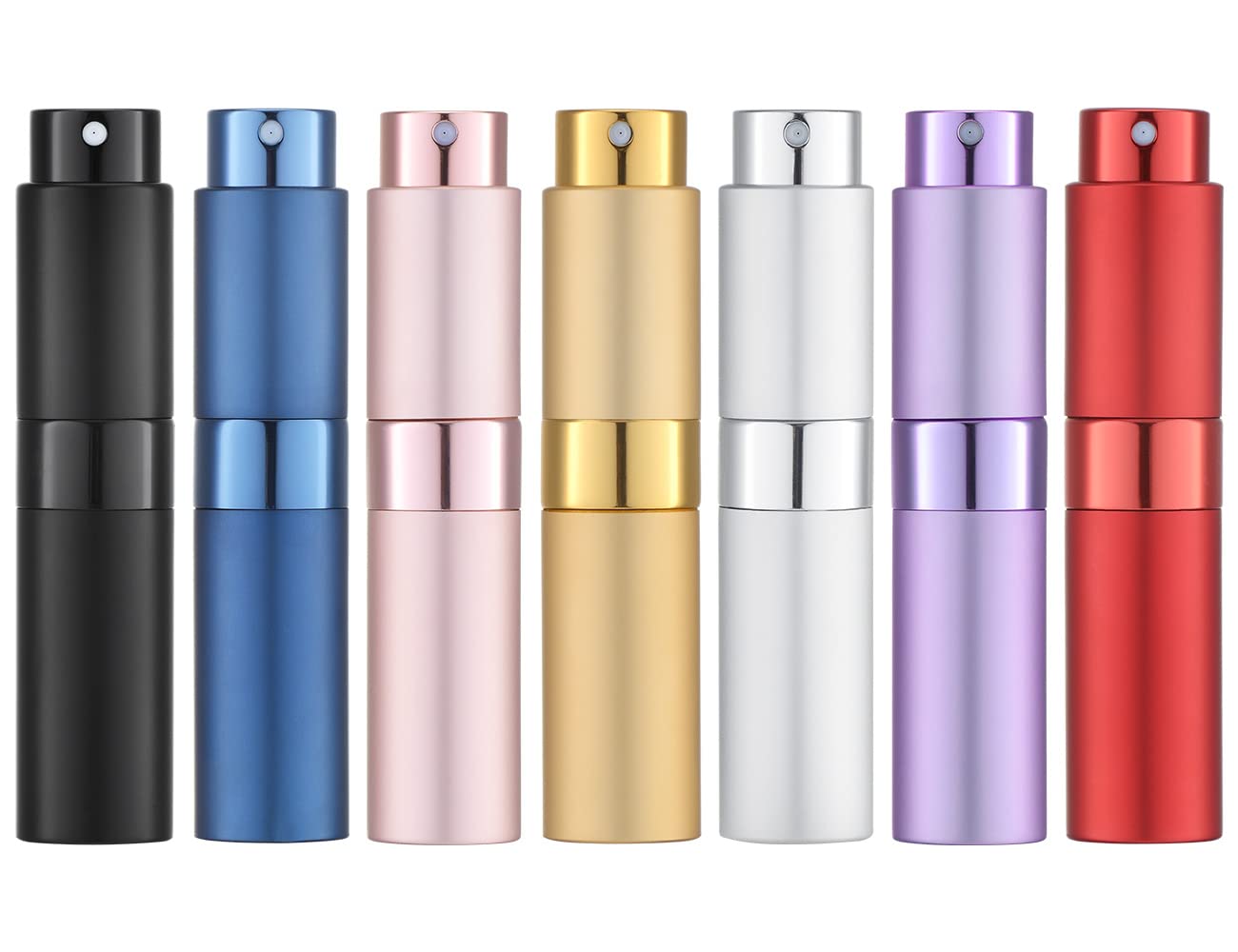Tekson Travel Perfume Atomizer Refillable 8ml (5 PCS), Travel Cologne Sprayer Mini, Perfume Bottle Empty Small (5 Colors)