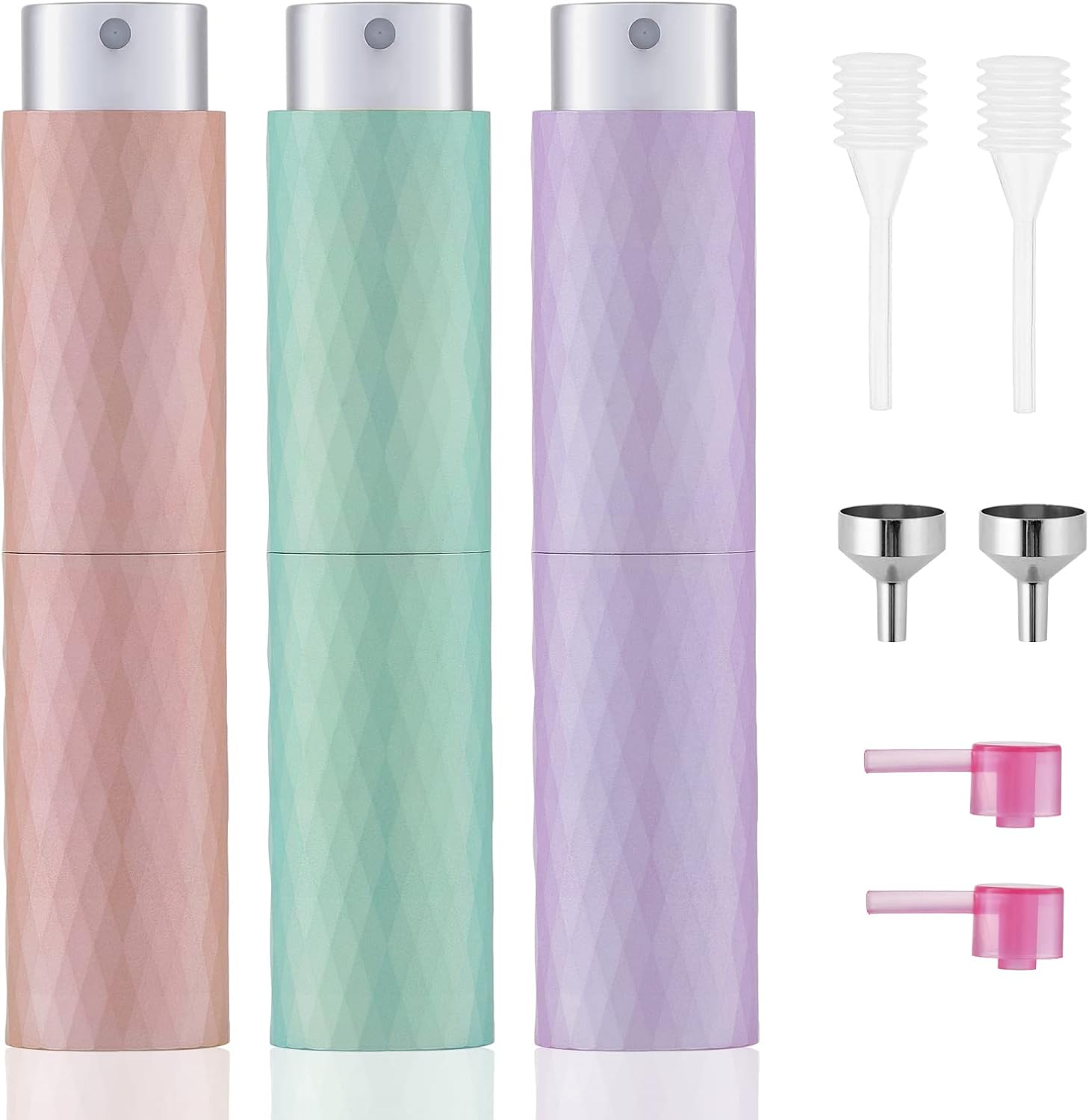 Tekson 8ML Perfume Atomizer Travel (3 PCS), Refillable Cologne Containers, Dispenser Spray Empty Bottle for Mini Sprayer Size