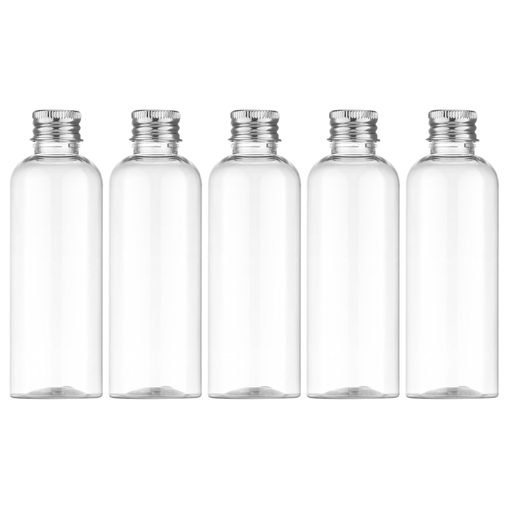 Tekson Plastic Travel Bottles 3.4 oz, Travel Size Containers for Shampoo, Empty Mouthwash Bottles with Black Screw Cap (100ml, Clear)