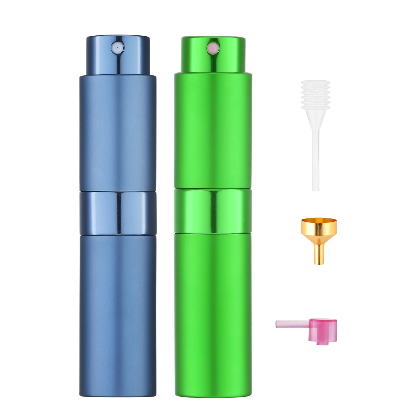 Tekson 8ml Travel Perfume Atomizer Refillable, Mini Cologne Spray Bottle Empty, Small Aftershave Portable Sprayer for Liquid Dispenser (Pink&Purple)