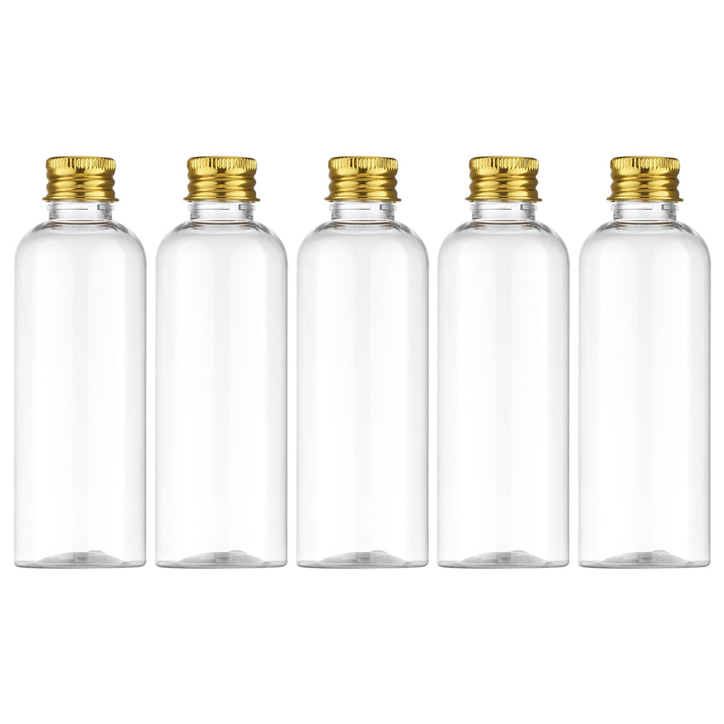 Tekson Plastic Travel Bottles 3.4 oz, Travel Size Containers for Shampoo, Empty Mouthwash Bottles with Black Screw Cap (100ml, Clear)