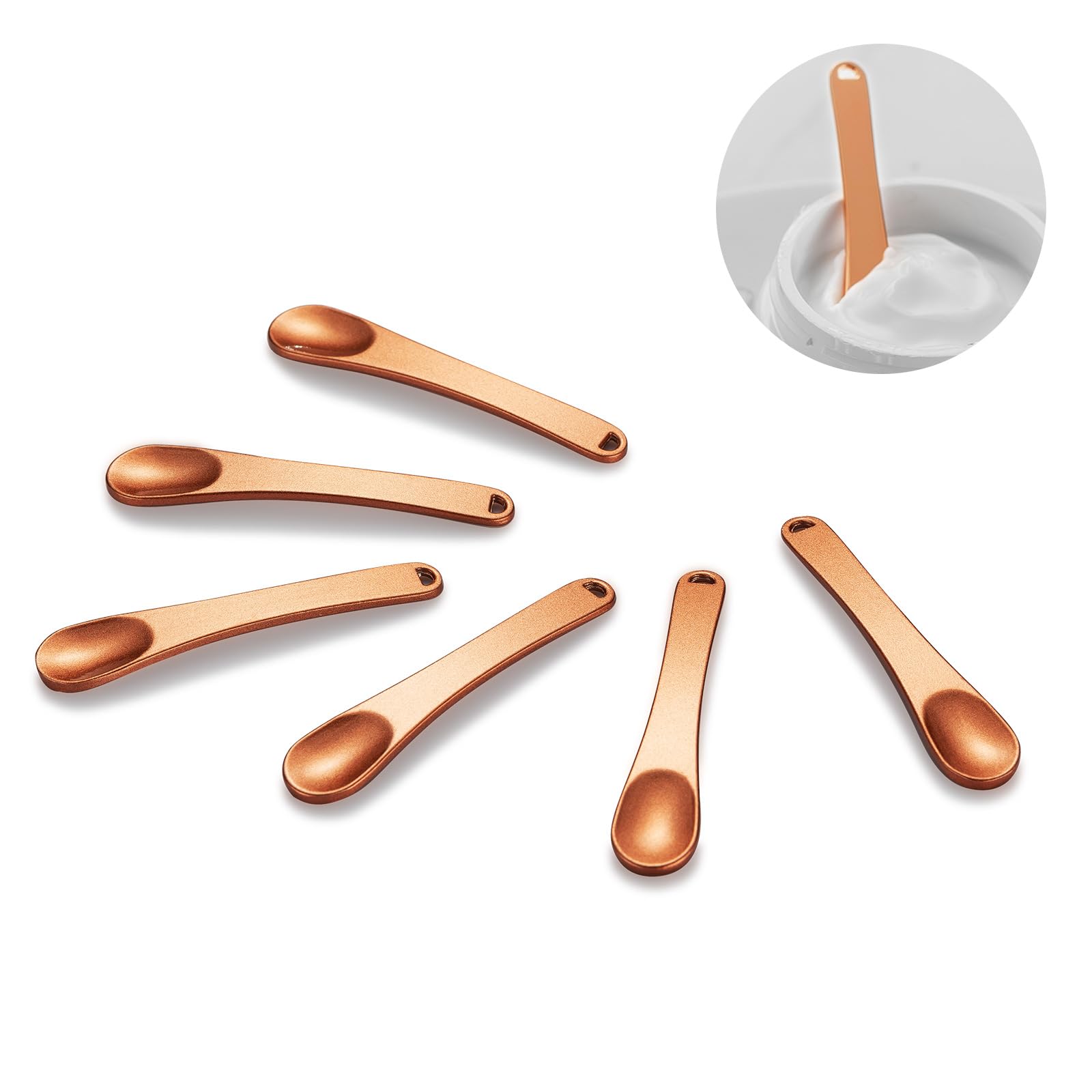 Tekson 6 Pieces Metal Cosmetic Skincare Spatula, Mini Mask facial Reusable Scoop, Makeup Beauty Spoons for Cream, Lotions, Moisturizers (Rose Gold, Gold, Silver)