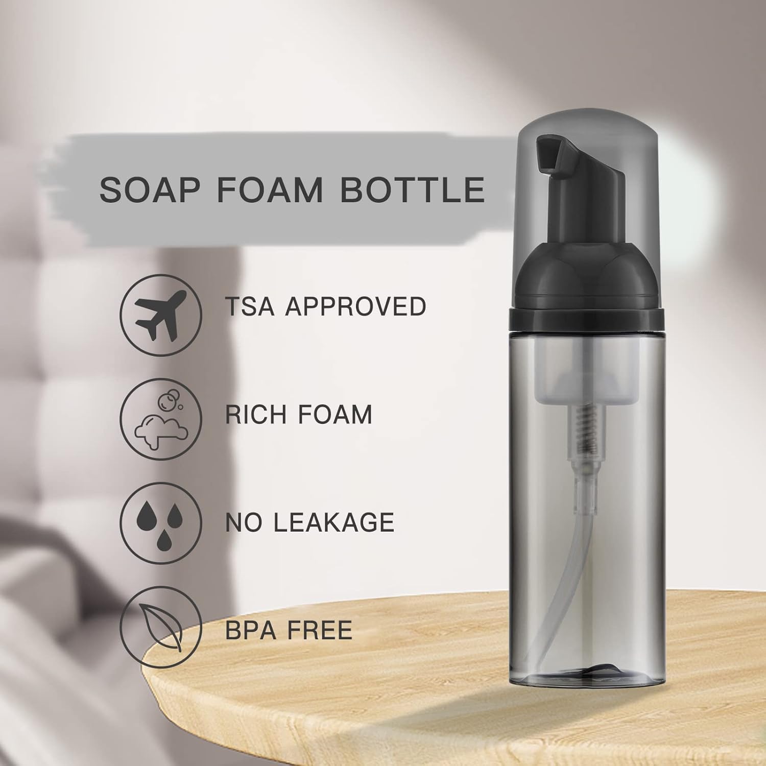 Tekson 30PCS Soap Foam Bottle (2 oz), Empty Travel Foaming Lash Shampoo for Cleanser, Dispenser (Black)
