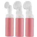 2 OZ Foam Bottle with Brush, Empty Detergent Bottle for Clean Paws with No-Rinse Scrubber Brush, Small Foaming Dispensers to Travel for Soap, Shampoo (3pcs, Black, No Cleaner)