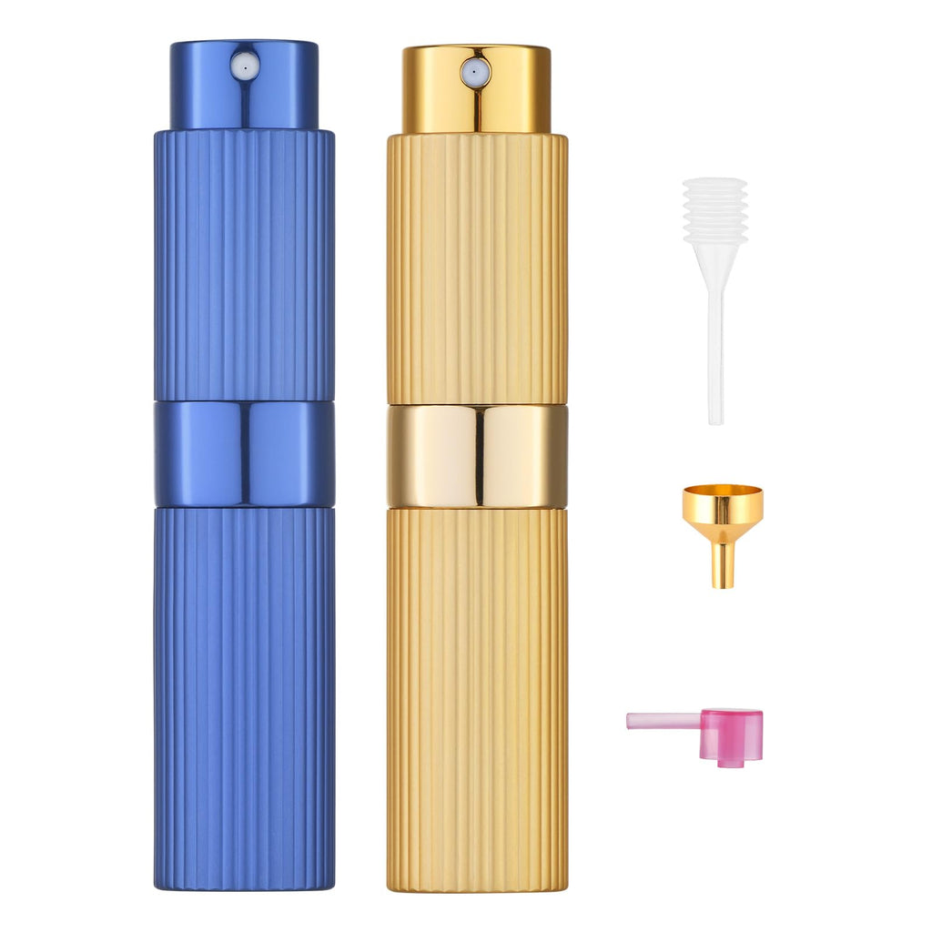 Tekson 2PCS 8ml Travel Perfume Atomizer Refillable, Mini Cologne Spray Bottle Empty, Portable Sprayer (Black & Pink)