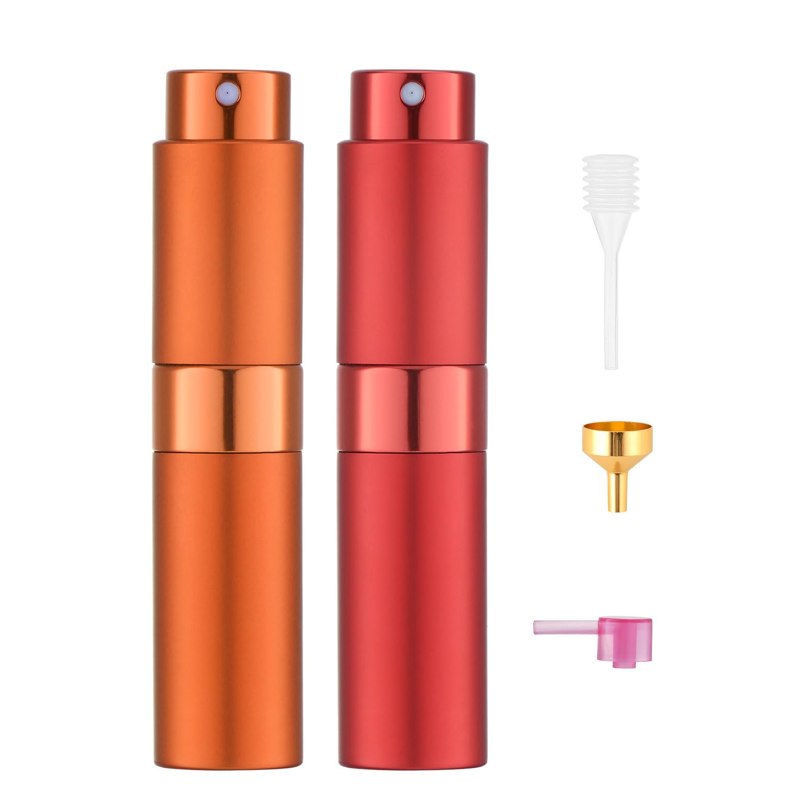 Tekson 8ml Travel Perfume Atomizer Refillable, Mini Cologne Spray Bottle Empty, Small Aftershave Portable Sprayer for Liquid Dispenser (Pink&Purple)