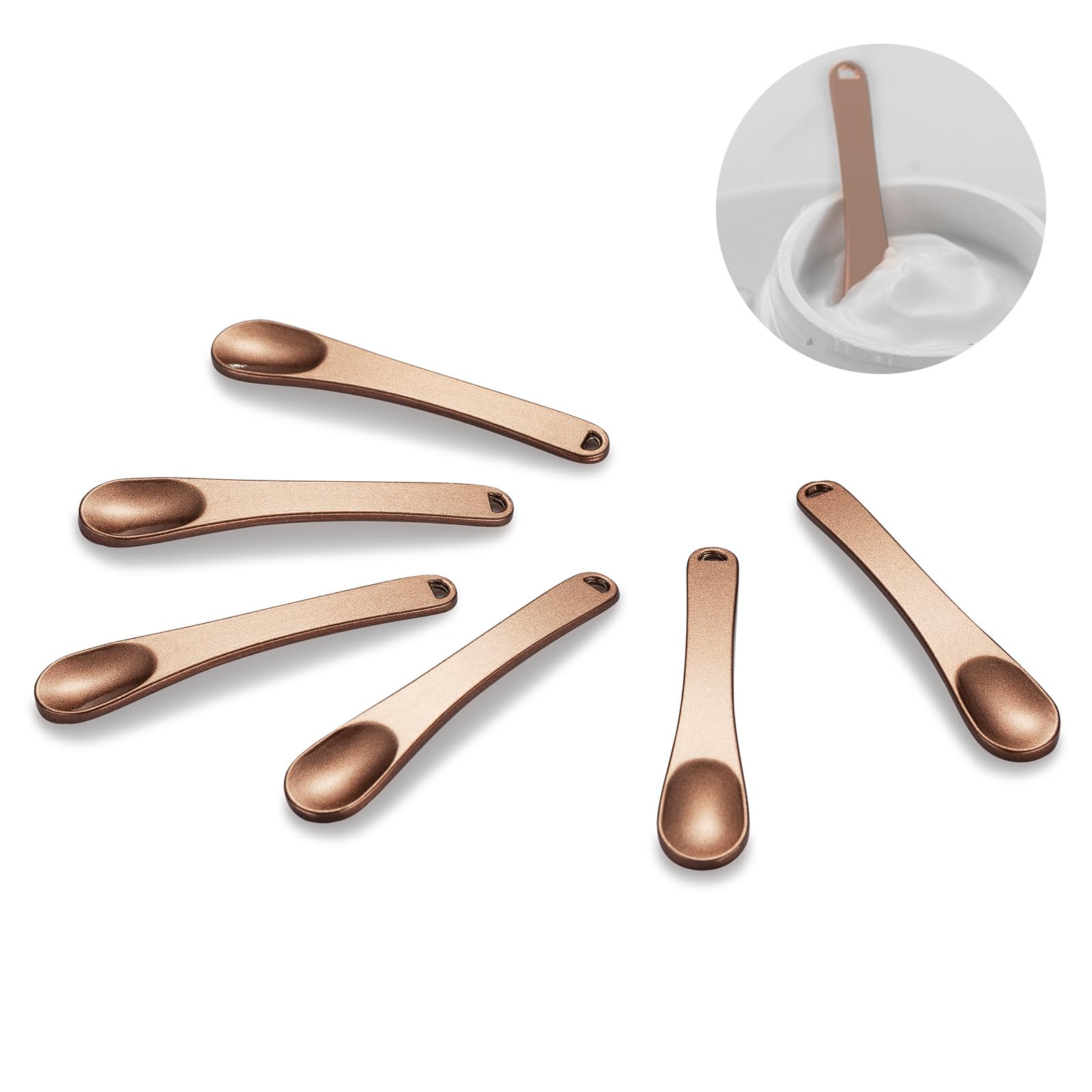 Tekson 6 Pieces Metal Cosmetic Skincare Spatula, Mini Mask facial Reusable Scoop, Makeup Beauty Spoons for Cream, Lotions, Moisturizers (Rose Gold, Gold, Silver)