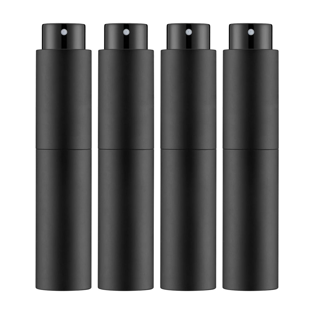 Tekson 10ml Travel Perfume Atomizer Refillable, Mini Cologne Spray Bottle Empty, Small Coffee Spray Bottle (Black)