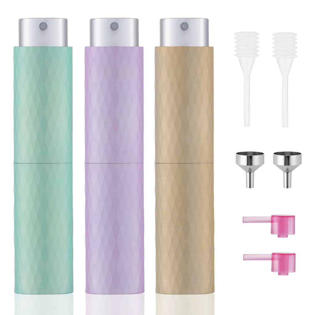 Tekson 8ML Perfume Atomizer Travel (3 PCS), Refillable Cologne Containers, Dispenser Spray Empty Bottle for Mini Sprayer Size