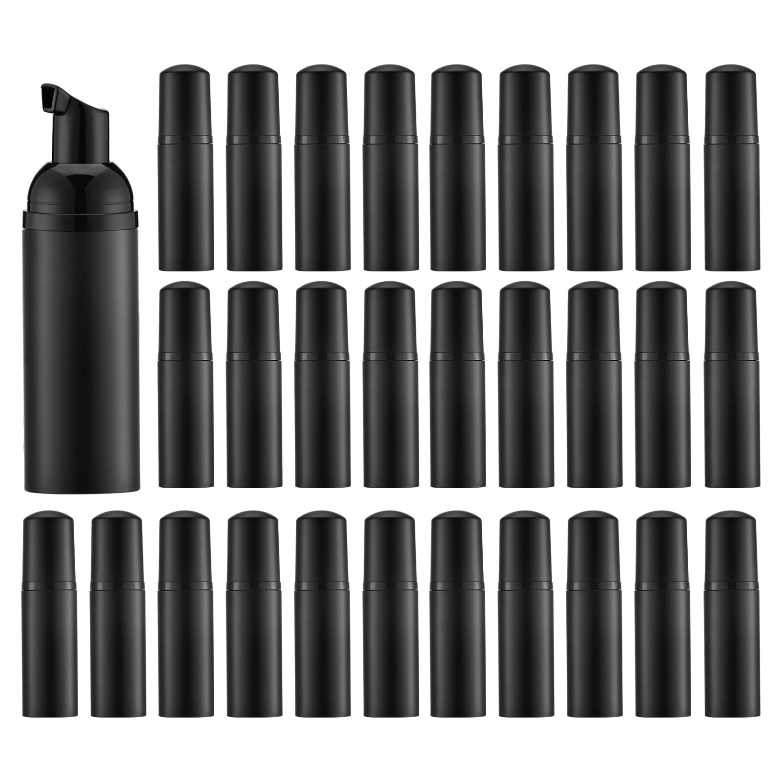 Tekson 30PCS Soap Foam Bottle (2 oz), Empty Travel Foaming Lash Shampoo for Cleanser, Dispenser (Black)
