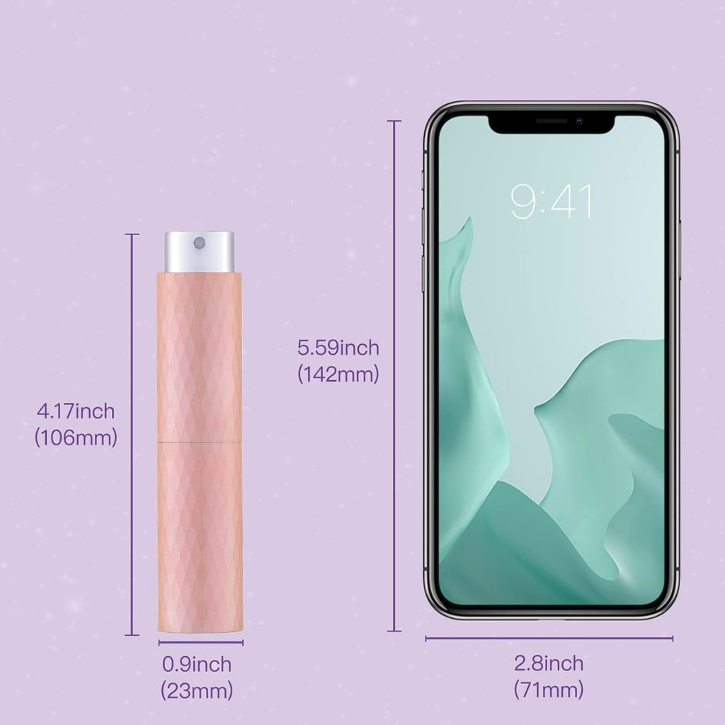 Tekson 8ML Perfume Atomizer Travel (3 PCS), Refillable Cologne Containers, Dispenser Spray Empty Bottle for Mini Sprayer Size