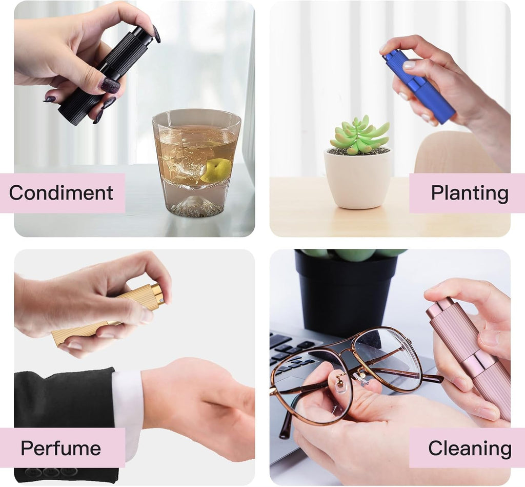 Tekson 2PCS 8ml Travel Perfume Atomizer Refillable, Mini Cologne Spray Bottle Empty, Portable Sprayer (Black & Pink)