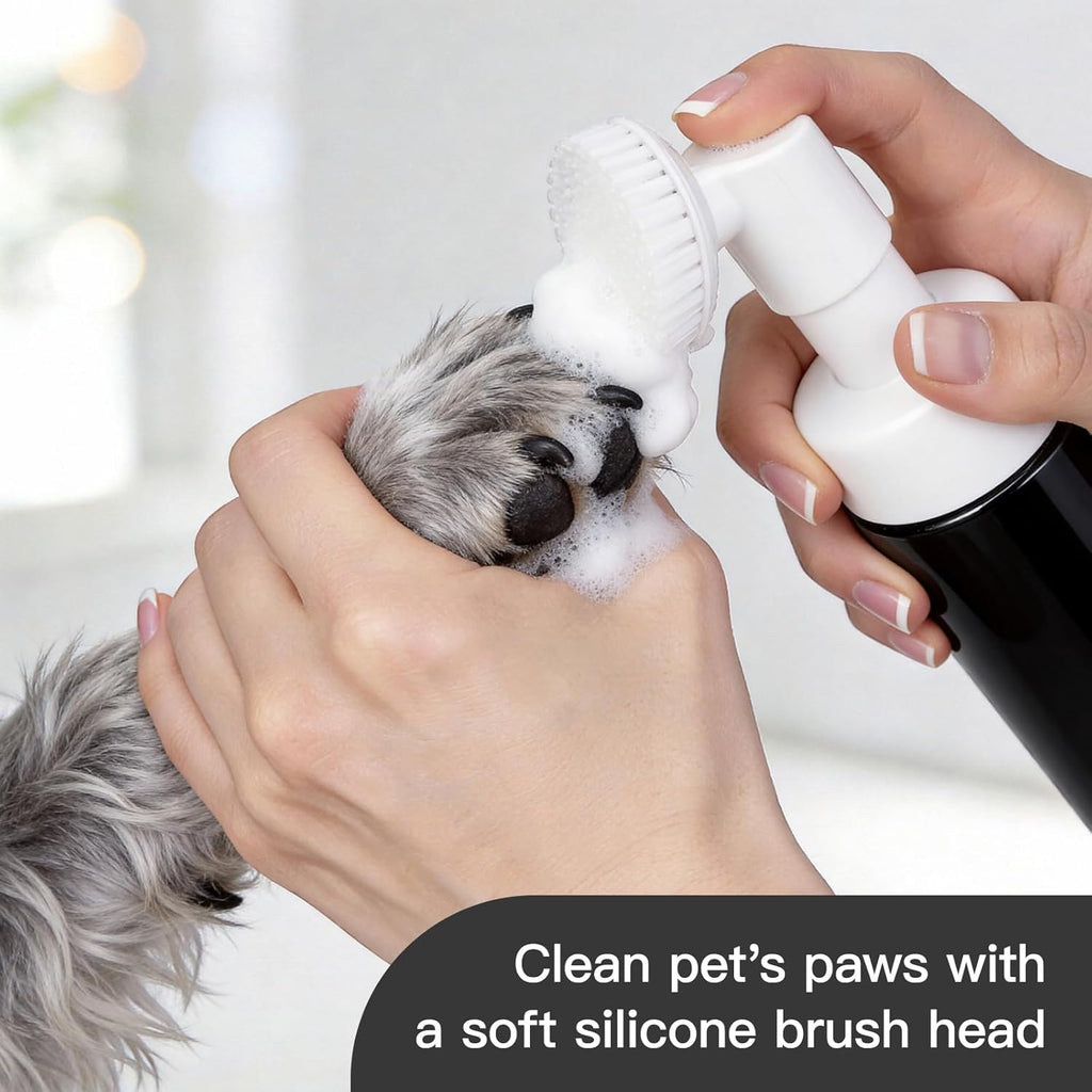 2 OZ Foam Bottle with Brush, Empty Detergent Bottle for Clean Paws with No-Rinse Scrubber Brush, Small Foaming Dispensers to Travel for Soap, Shampoo (3pcs, Black, No Cleaner)