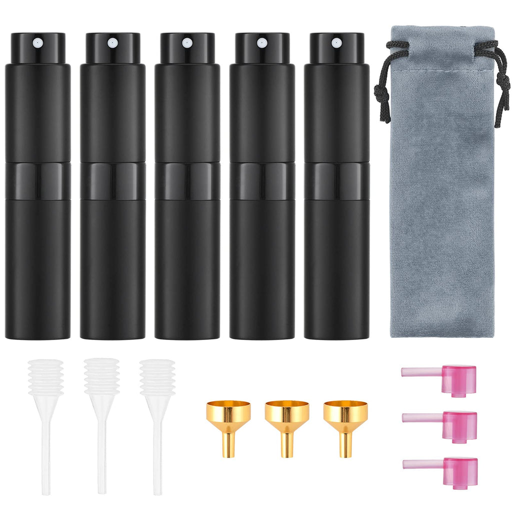 Tekson Travel Perfume Atomizer Refillable 8ml (5 PCS), Travel Cologne Sprayer Mini, Perfume Bottle Empty Small (5 Colors)
