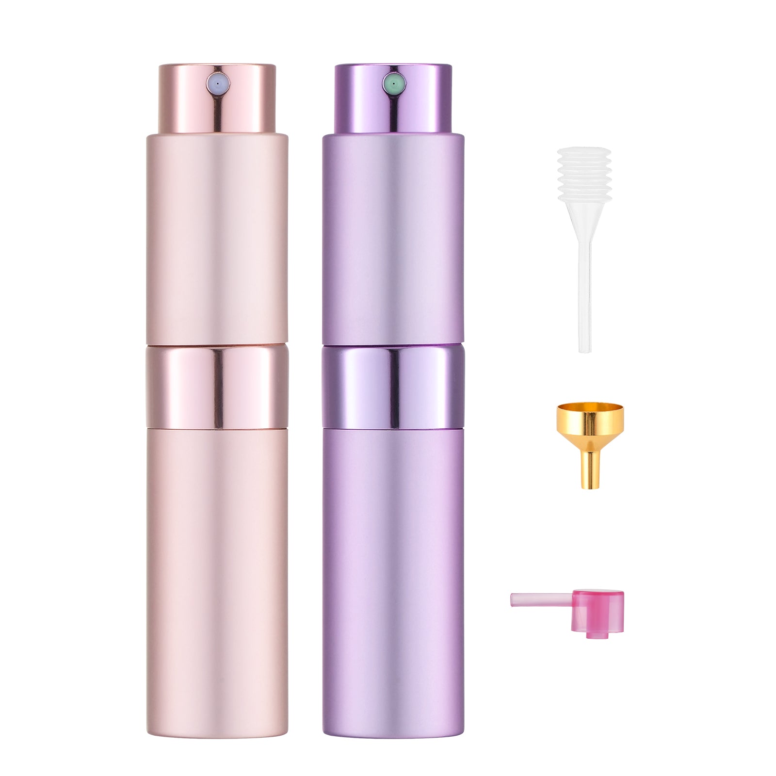 Tekson 8ml Travel Perfume Atomizer Refillable, Mini Cologne Spray Bottle Empty, Small Aftershave Portable Sprayer for Liquid Dispenser (Pink&Purple)