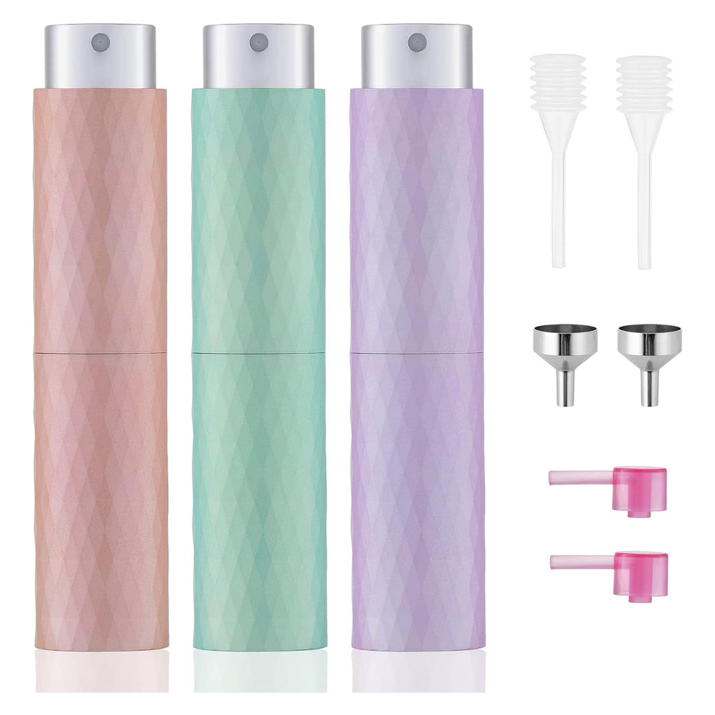 Tekson 8ML Perfume Atomizer Travel (3 PCS), Refillable Cologne Containers, Dispenser Spray Empty Bottle for Mini Sprayer Size
